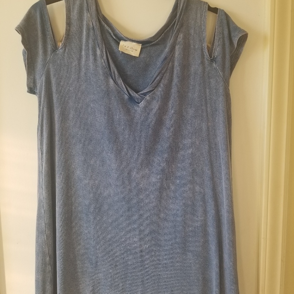 Women's blouse blue comfortable v neck